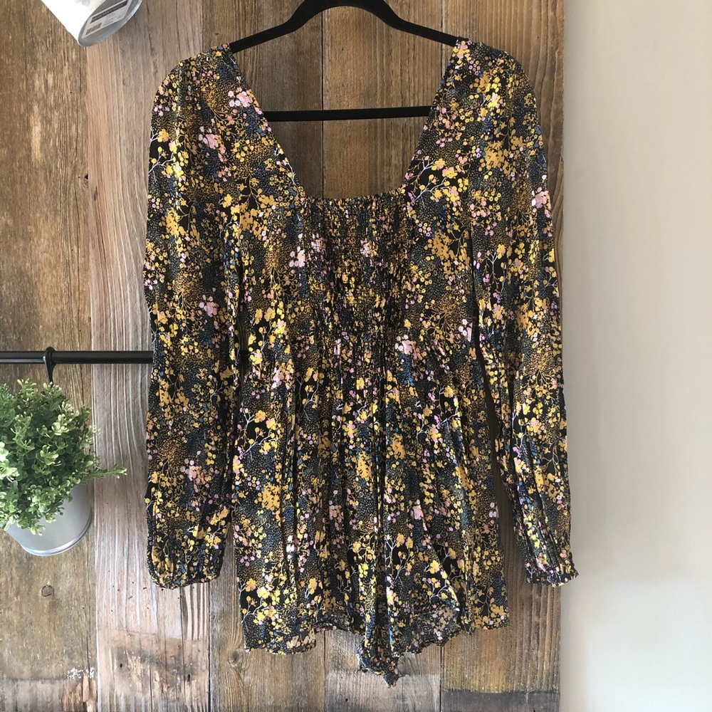Urban Outfitters | Paulina Floral Smocked Romper - Picture 7 of 9